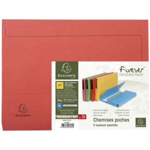 Cartelle in cartone riciclato A4 colorate in confezione da 10 pezzi 24x32 cm