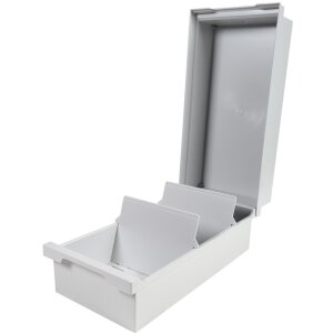 Scatola per schede Exacompta con coperchio per schede DIN A6 grigio chiaro