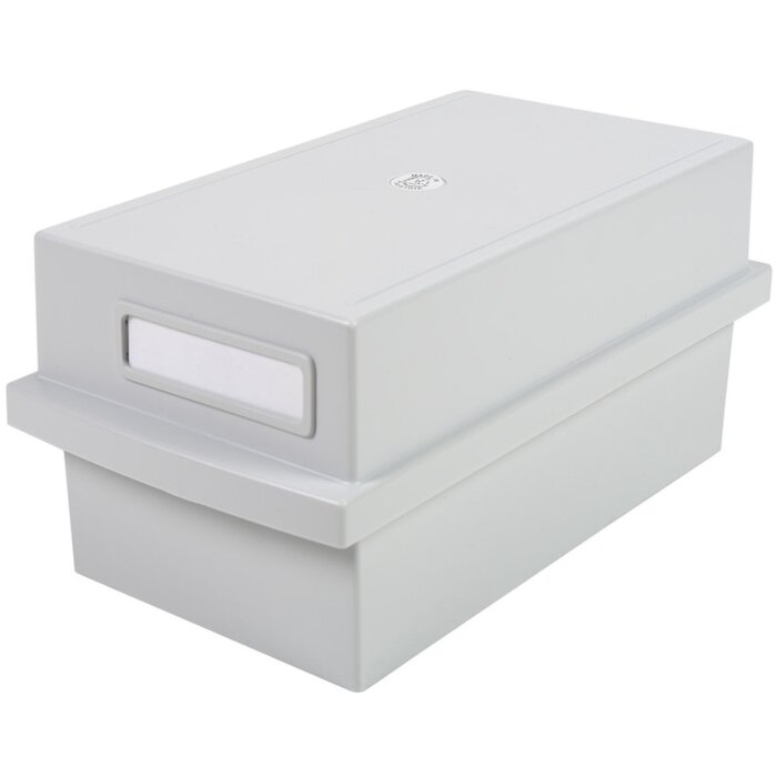 Scatola per schedari Exacompta con coperchio per schedari DIN A7 grigio chiaro