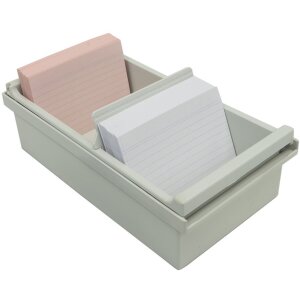 Scatola per schedari Exacompta con coperchio per schedari DIN A7 grigio chiaro