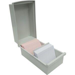 Scatola per schedari Exacompta con coperchio per schedari DIN A7 grigio chiaro