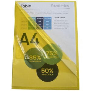Confezione da 100 cartelline Exacompta in PVC liscio e resistente 130µ, DIN A4 giallo