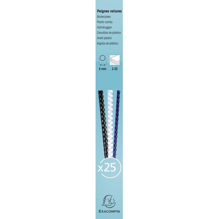 Exacompta scatola 25 spirali 6 mm PVC per rilegatura DIN A4 Bianco