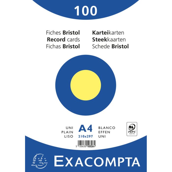 Exacompta Schede bianche DIN A4 100 pezzi in confezione termoretraibile Giallo