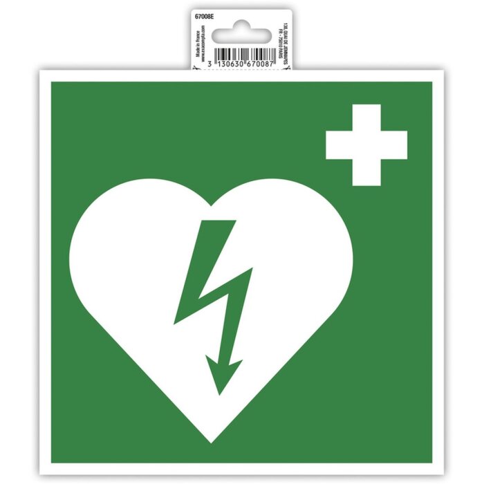 Cartello adesivo defibrillatore 20 cm
