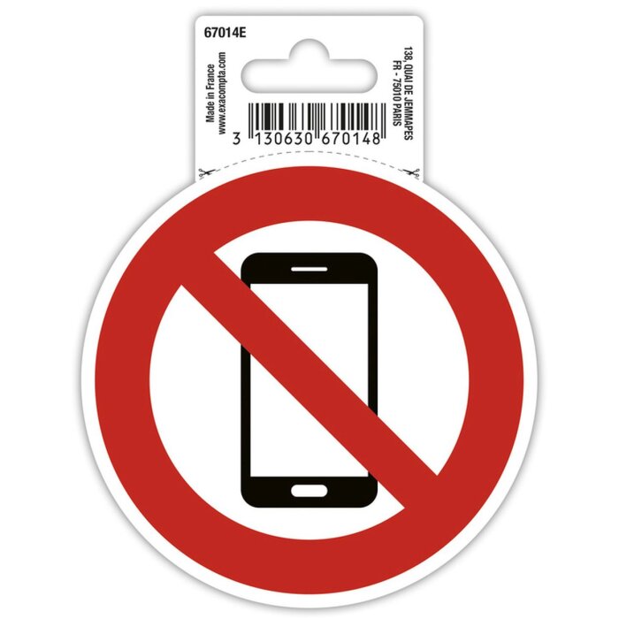 Cartello adesivo vietato luso di telefoni cellulari 10 cm