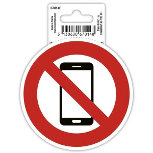 Cartello adesivo vietato luso di telefoni cellulari 10 cm