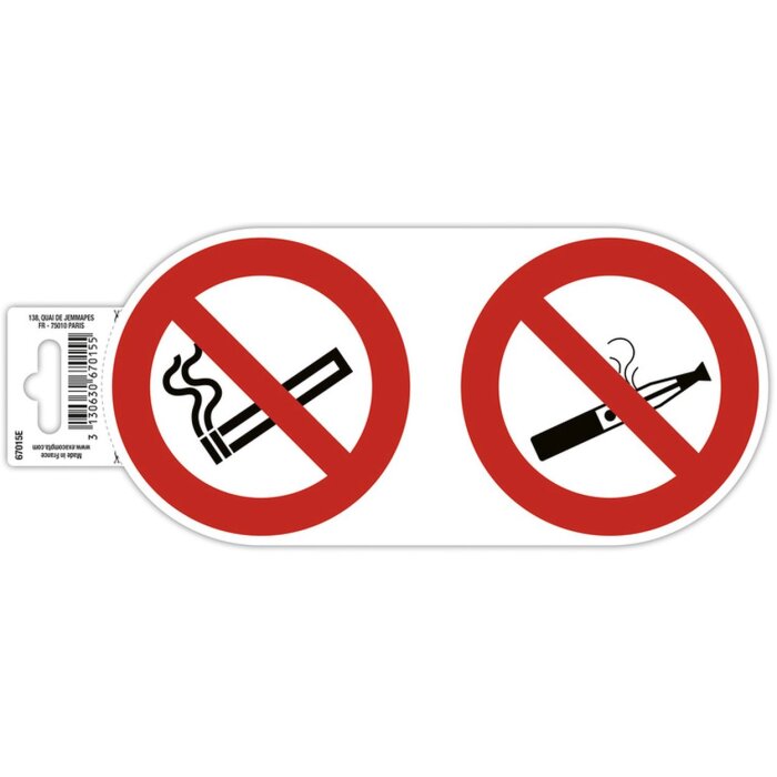 Cartello-avviso adesivo che vieta il fumo e il vapore 10cm
