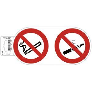 Cartello-avviso adesivo che vieta il fumo e il vapore 10cm