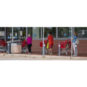 Cartello adesivo Mantenere la distanza di 20 cm