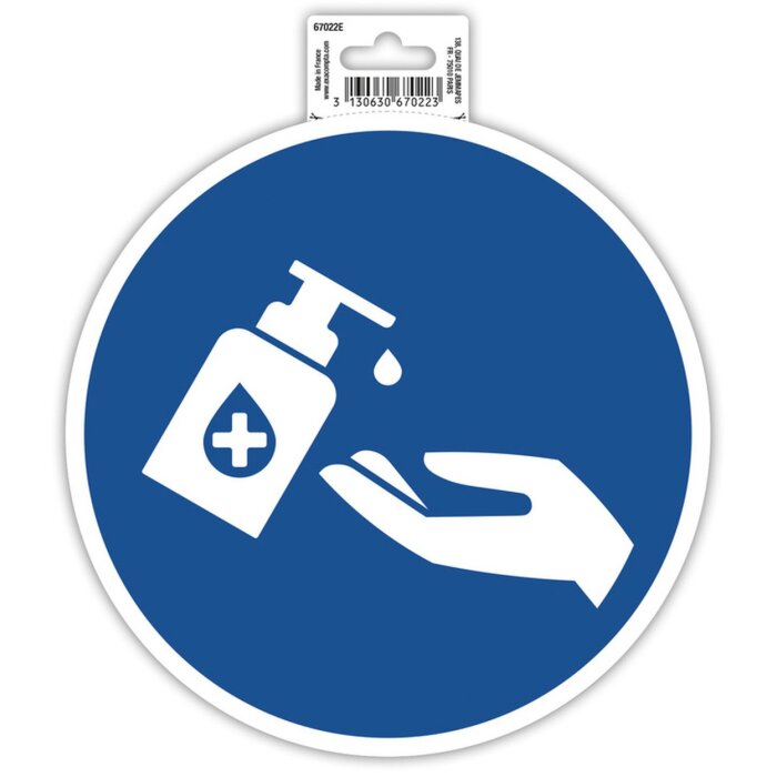 Etichetta adesiva per la disinfezione delle mani 20 cm