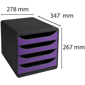 Exacompta 310720D Cassettiera Big Box 4 cassetti Iderama Viola