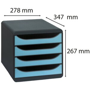 Exacompta 310782D Cassettiera Big Box 4 cassetti Iderama turchese