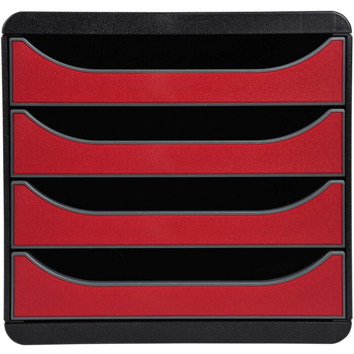 Cassettiera Exacompta Scatola grande 4 cassetti aperti Iderama Rosso Carmine