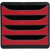 Cassettiera Exacompta Scatola grande 4 cassetti aperti Iderama Rosso Carmine