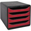 Cassettiera Exacompta Scatola grande 4 cassetti aperti Iderama Rosso Carmine