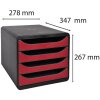 Cassettiera Exacompta Scatola grande 4 cassetti aperti Iderama Rosso Carmine
