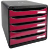 Exacompta 3097284D Cassettiera Big Box Plus 5 cassetti Iderama color lampone
