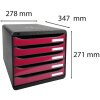 Exacompta 3097284D Cassettiera Big Box Plus 5 cassetti Iderama color lampone