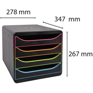 Exacompta Cassettiera Big Box Plus Nero Ufficio Nero-Arlecchino