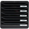 Exacompta Cassettiera Big Box Plus 5 cassetti aperti Nero Lucido
