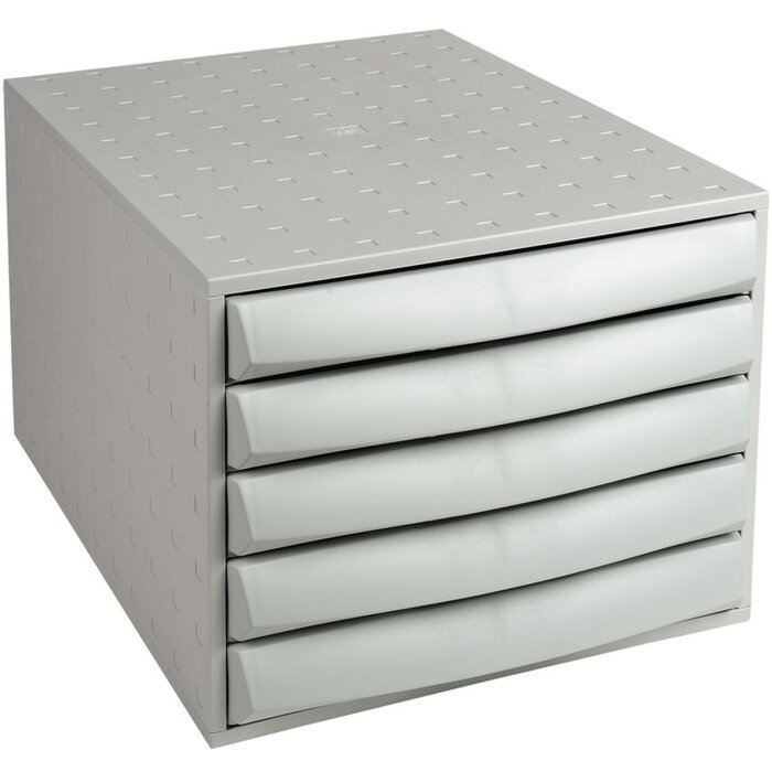 Cassettiera Exacompta THE BOX 5 cassetti chiusi Ufficio Grigio chiaro