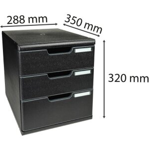 Cassettiera Exacompta MODULO A4 3 cassetti chiusi nero