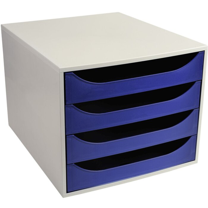 Cassettiera Exacompta ECOBOX con 4 cassetti blu notte 34,8x28,4x23,4 cm