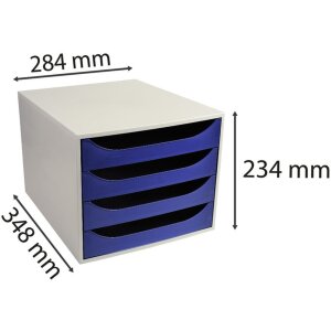Cassettiera Exacompta ECOBOX con 4 cassetti blu notte 34,8x28,4x23,4 cm
