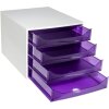 Exacompta 228619D Cassettiera ECOBOX 4 cassetti viola