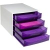 Exacompta 228619D Cassettiera ECOBOX 4 cassetti viola