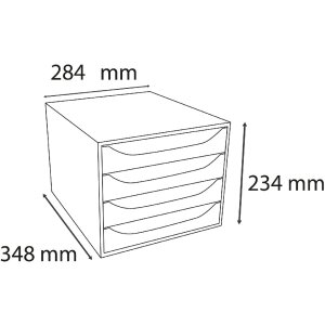 Exacompta ECOBOX 4 cassetti lampone 348x284x234mm DIN A4