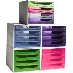 Exacompta ECOBOX 4 cassetti lampone 348x284x234mm DIN A4