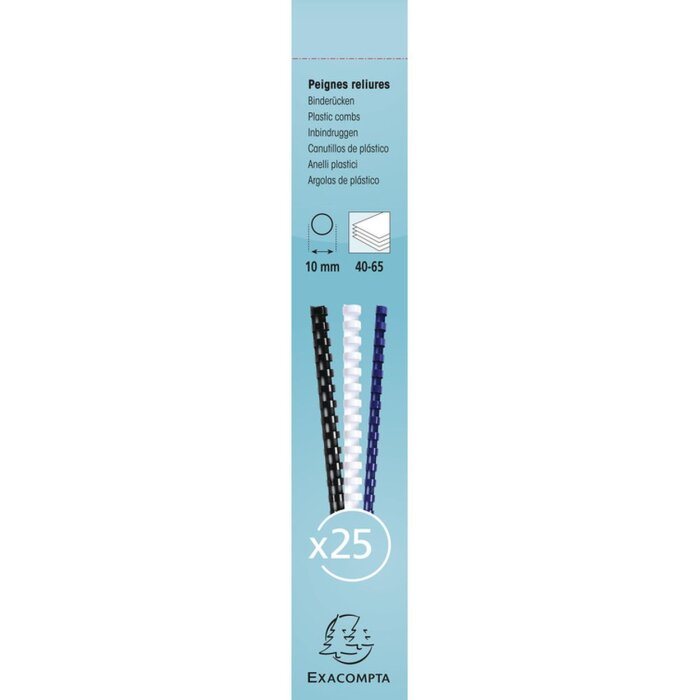 Exacompta scatola 25 spirali 10 mm PVC per rilegatura DIN A4 Bianco