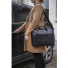 Exacompta 17437E Borsa a tracolla per laptop in pelle nera da 14 pollici idrorepellente