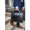 Exacompta 17437E Borsa a tracolla per laptop in pelle nera da 14 pollici idrorepellente