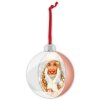 Palla di Natale con foto rosa satinata 10x10 cm