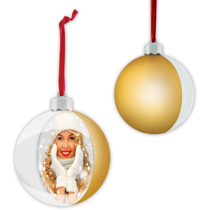 Palla di Natale ZEP con foto oro satinato 10x10 cm