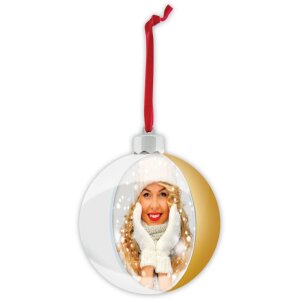 Palla di Natale ZEP con foto oro satinato 10x10 cm