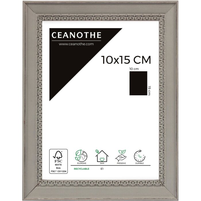 Cornice di legno Alma 10x15 cm grigio