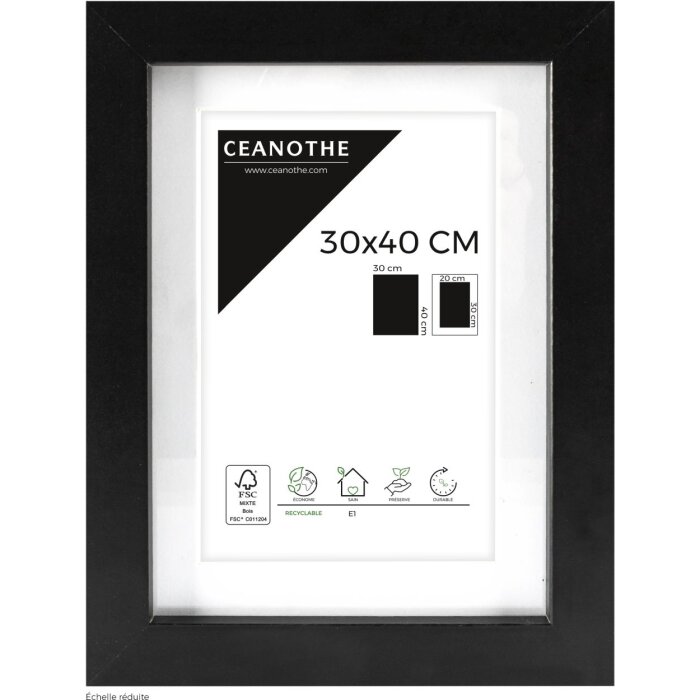 Cornice Ceanothe Oslo con Passepartout 30x40 cm nero