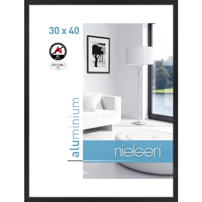 Cornice antincendio Nielsen C2 struttura nera opaca 30x40 cm