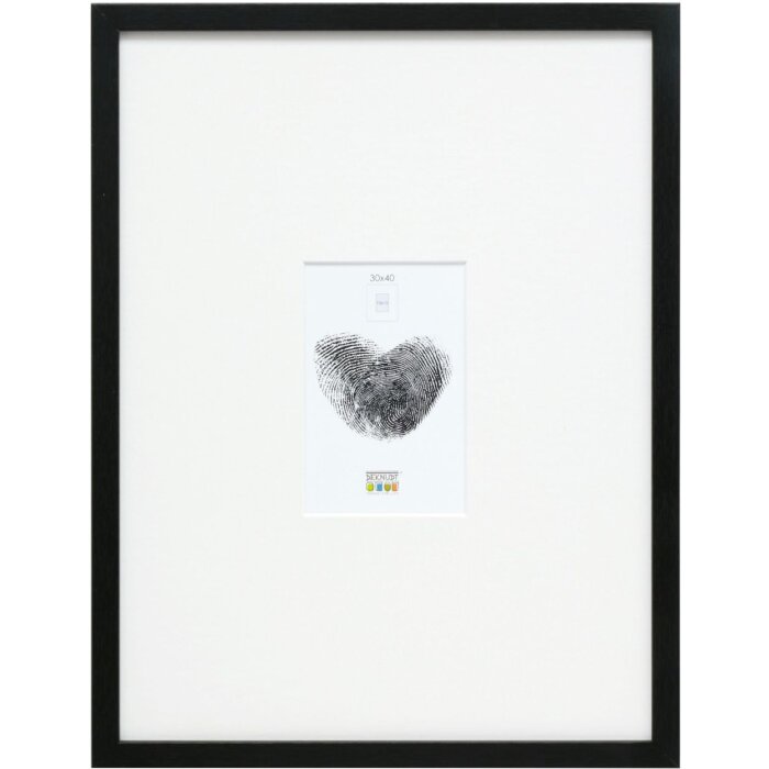 Cornice in legno Deknudt S44CF2 nero 30x40 cm con passe-partout 10x15 cm
