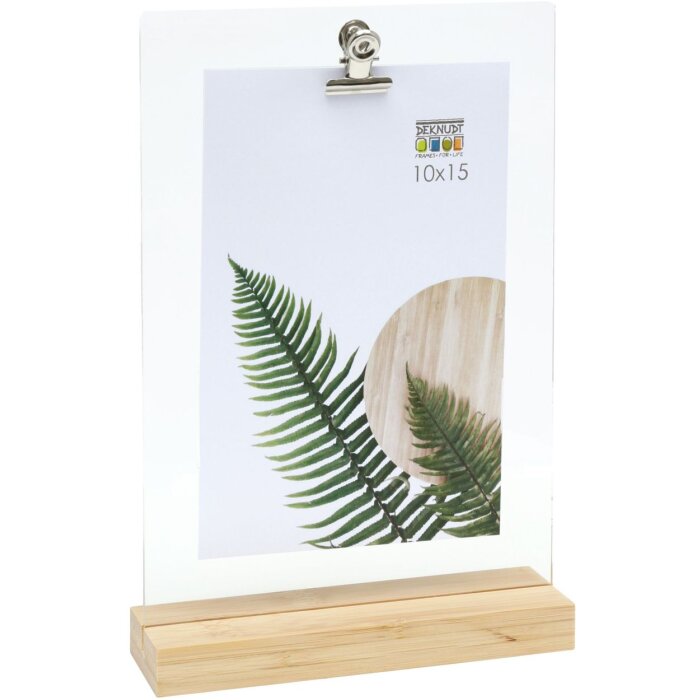 Portafoto in acrilico Deknudt S58RY1 naturale 10x15 cm con clip