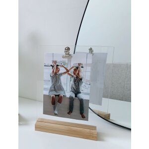 Portafoto in acrilico Deknudt S58RY1 naturale 10x15 cm con clip