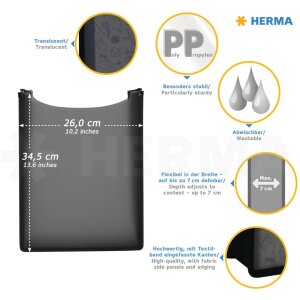 Cartella HERMA Flexi traslucida, blu scuro 260x345x70 mm