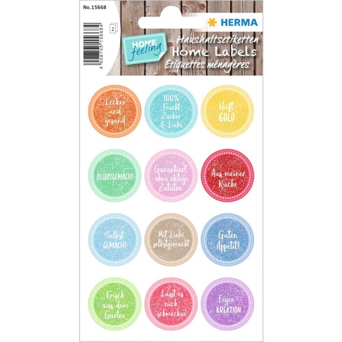 HERMA Sticker HOME "Hip gold" scintillante