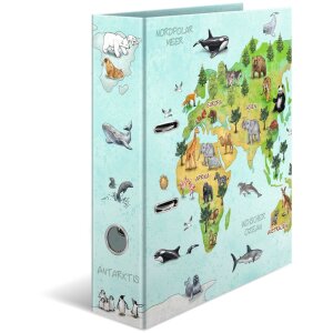 Cartella a motivi HERMA A4 - Mappa del mondo