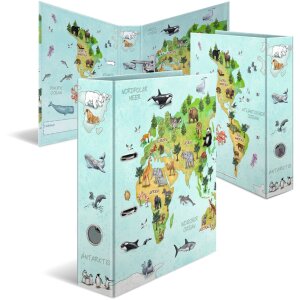 Cartella a motivi HERMA A4 - Mappa del mondo