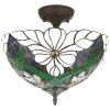 LumiLamp 5LL-6139 Lampada da soffitto Tiffany Ø 36x35 cm E27-max 2x60W Verde, Bianco